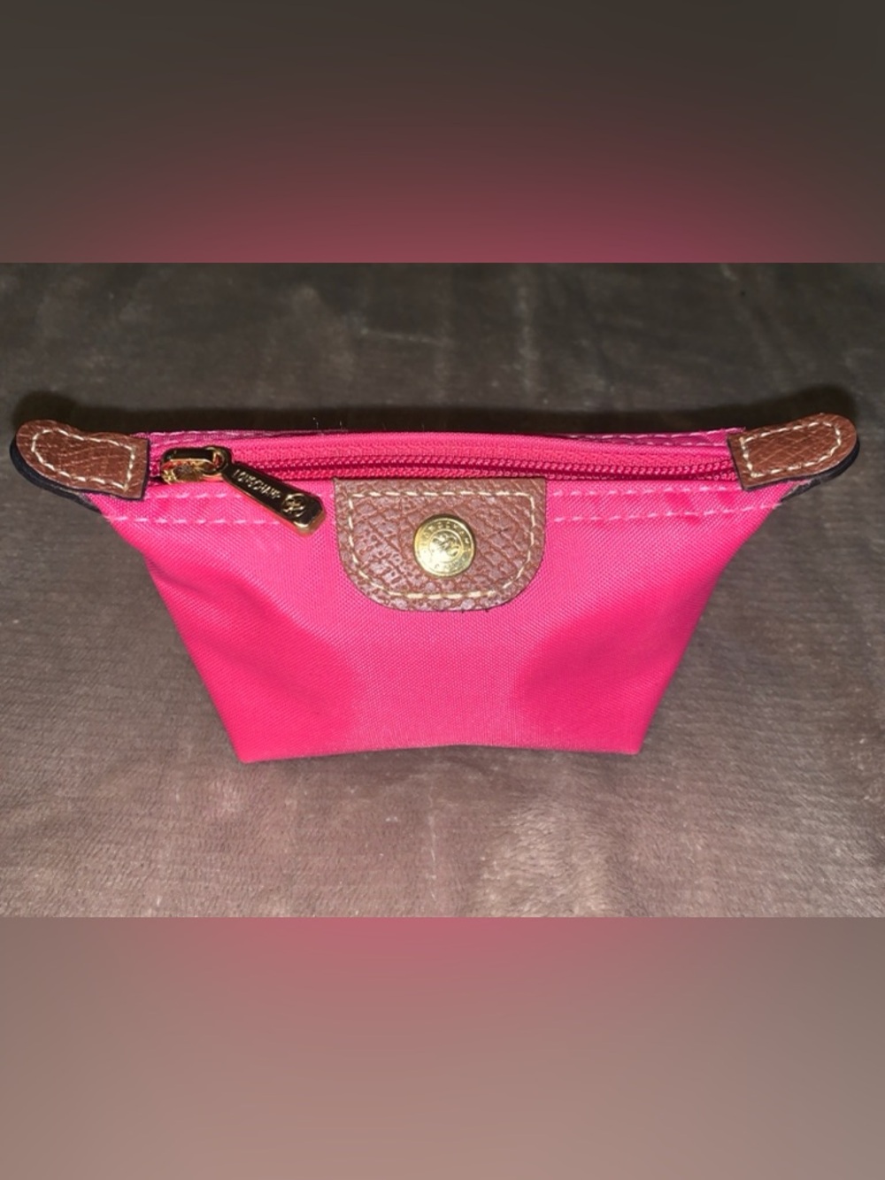 Longchamp Le Pliage Original Coin Purse in a vibrant pink or "Candy" Color